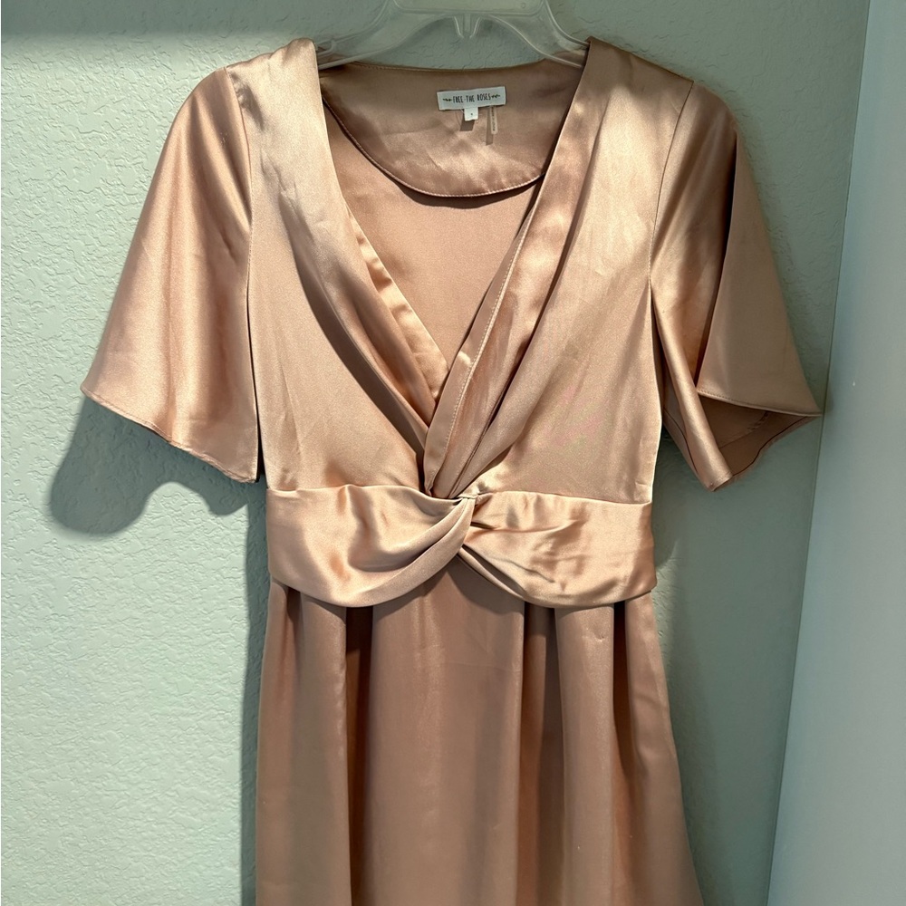 Satin Mini Dress in Blush